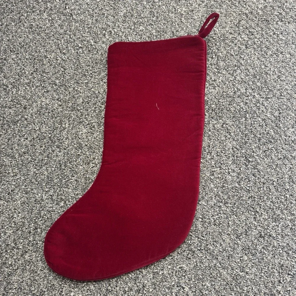 Teddy Bear Santa Needlepoint Christmas Stocking 17 Inches Velvet Back